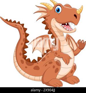 Vektor-Illustration des niedlichen Drachen-Zeichentrickfilms isoliert auf weißem Hintergrund Stock Vektor