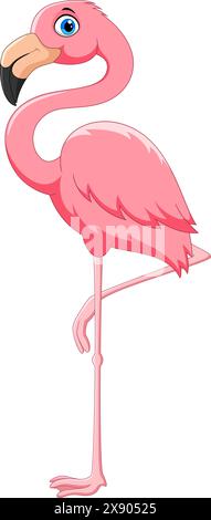 Vektor-Illustration des niedlichen Cartoon Flamingo Vogels auf weißem Hintergrund Stock Vektor