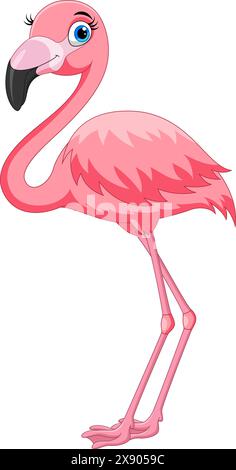 Vektor-Illustration des niedlichen Cartoon Flamingo Vogels auf weißem Hintergrund Stock Vektor