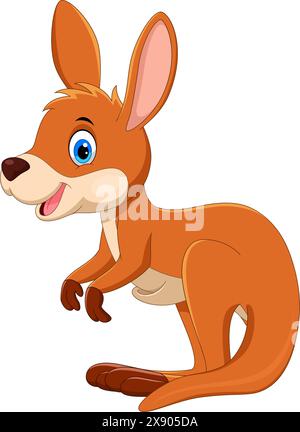 Cartoon Happy Kangaroo auf weißem Hintergrund Stock Vektor