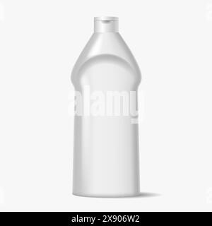 Leere Plastikflasche mit Waschmittel realistische Vektorillustration. Modellkolben zur Reinigung von Chemikalien 3D-Objekt auf weißem Hintergrund Stock Vektor