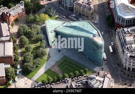 Luftaufnahme des National Football Museum in Manchester, Großbritannien Stockfoto