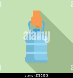 Abbildung eines flachen Symbols mit einer blauen Propangasflasche und einem Ventil oben Stock Vektor