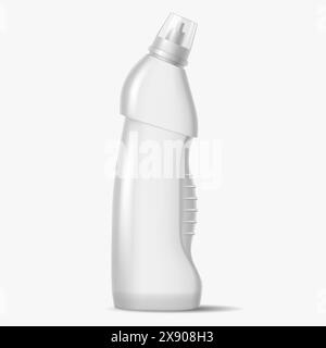 Toilettenschüssel Reinigungsflasche mit Design-Vorlage realistische Vektor-Illustration. Toilettenhygienewaschmittelbehälter 3D-Objekt auf weißem Hintergrund Stock Vektor