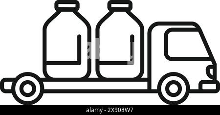 Vektorgrafik eines Lieferwagens, der zwei große Milchflaschen transportiert, geeignet für Logistikkonzepte Stock Vektor