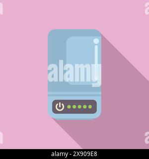 Grafische Abbildung einer modernen tragbaren Powerbank auf rosafarbenem Hintergrund, gerendert in flachem Design Stock Vektor