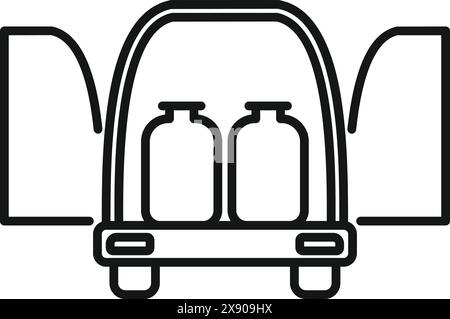 Eine stilisierte Line-Art-Ikone mit einem Lkw mit Milchflaschen, ideal für Logistikthemen Stock Vektor