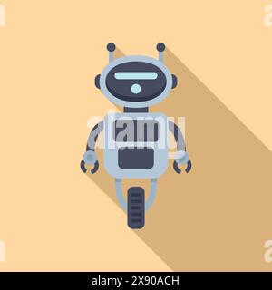 Entzückende und verspielte niedliche Zeichentrickroboter Illustration mit futuristischer Technologie und künstlicher Intelligenz in einem modernen Vektordesign für Kinder. Mit einem freundlichen und fröhlichen Charakter Stock Vektor