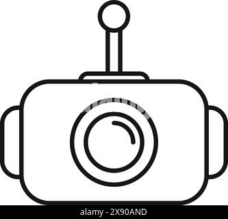 Lineare Darstellung einer Retro-Kamera mit Antenne, perfekt für Symbol- oder Logo-Design Stock Vektor