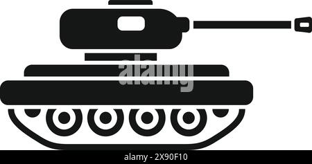 Detaillierte Militär Panzer Silhouette Vektor Illustration mit schwarzer Maschine, Krieg und taktischer Landenergie auf isoliertem weißen Hintergrund für Armee und Verteidigungsausrüstung Design Stock Vektor