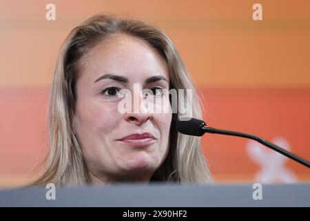 Tubize, Belgien. Mai 2024. Die belgische Tessa Wullaert stellte sich auf einer Pressekonferenz der belgischen Frauennationalmannschaft die Roten Flammen am Dienstag, den 28. Mai 2024 in Tubize vor. BELGA FOTO BRUNO FAHY Credit: Belga News Agency/Alamy Live News Stockfoto