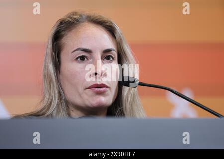 Tubize, Belgien. Mai 2024. Die belgische Tessa Wullaert stellte sich auf einer Pressekonferenz der belgischen Frauennationalmannschaft die Roten Flammen am Dienstag, den 28. Mai 2024 in Tubize vor. BELGA FOTO BRUNO FAHY Credit: Belga News Agency/Alamy Live News Stockfoto