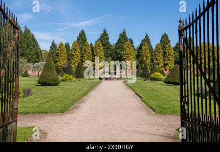 Ein Frühlingstag im Rose Garden in Newstead Abbey, Nottinghamshire England, Großbritannien Stockfoto