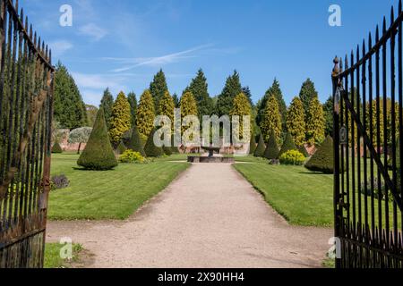 Ein Frühlingstag im Rose Garden in Newstead Abbey, Nottinghamshire England, Großbritannien Stockfoto