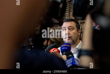 Mailand, Italien. Mai 2024. IL Ministro Matteo Salvini all'Incontro 'La casa degli italiani' organizzato da Assimpredil ance in Via San Maurilio 21 - Cronaca - Milano, Italia - Martedì, 28 Maggio 2024 (Foto Stefano Porta/LaPresse) Treffen 'die Heimat der Italiener' organisiert von Assimpredil ance in der Via San Maurilio 21 - Dienstag, 28. Mai 2024 (Foto Stefano Porta/LaPresse) Credit: LaPresse/Alamy Live News Stockfoto