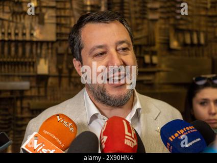 Mailand, Italien. Mai 2024. IL Ministro Matteo Salvini all'Incontro 'La casa degli italiani' organizzato da Assimpredil ance in Via San Maurilio 21 - Cronaca - Milano, Italia - Martedì, 28 Maggio 2024 (Foto Stefano Porta/LaPresse) Treffen 'die Heimat der Italiener' organisiert von Assimpredil ance in der Via San Maurilio 21 - Dienstag, 28. Mai 2024 (Foto Stefano Porta/LaPresse) Credit: LaPresse/Alamy Live News Stockfoto