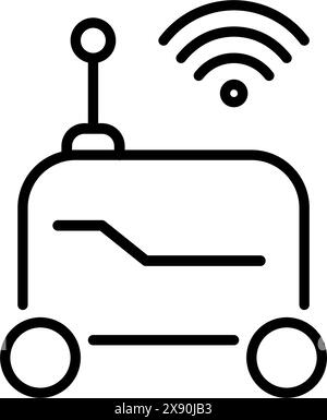 Lieferung Roboter mit Rädern und wlan. Autonomes Lieferfahrzeug für die letzte Meile. Pixel Perfect Vektor-Symbol Stock Vektor