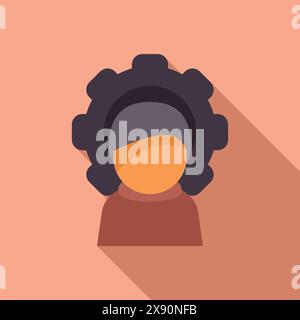 Vereinfachtes Astronautensymbol mit moderner flacher Design-Ästhetik und einem Schatten auf rosa Hintergrund Stock Vektor