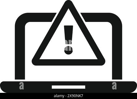 Vektorabbildung eines Ausrufewarnzeichens auf einem Laptop-Bildschirm, das eine digitale Sicherheitswarnung symbolisiert Stock Vektor
