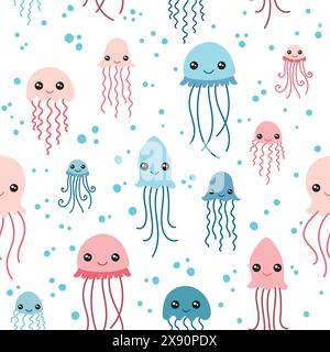 Muster mit süßen Quallen Stock Vektor
