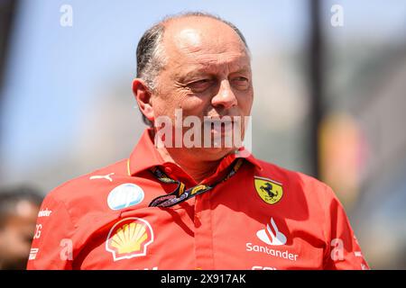 Frederic Vasseur, Teamchef von Scuderia Ferrari, wird vor dem Start des Formel-1-Grand-Prix-Rennens von Monaco am 26. Mai 2024 im Fahrerlager gesehen. Stockfoto