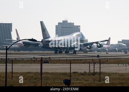 Air Force One kommt am Los Angeles International Airport (LAX), Kalifornien, USA an. Stockfoto