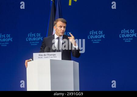 Der französische Präsident Emmanuel Macron besucht auf Einladung von Bundespräsident Frank-Walter Steinmeier die Bundesrepublik Deutschland und macht Halt Stockfoto