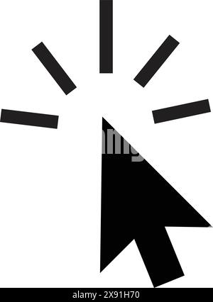 Klicken Sie auf das Pfeilsymbol, das Pfeilsymbol, das Cursorsymbol, das Symbol Klicken, das Symbol Cursor, die Symbollinie des Cursors Stock Vektor
