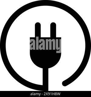 Ladeschild, Symbol für elektrischen Stecker, Autoladestation, Symbol für EV-Ladestation, Ladestation für Fahrzeuge Stock Vektor