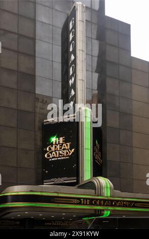 Das Musicalzeichen Great Gatsby im Theaterviertel Broadway in Manhattan NYC Stockfoto