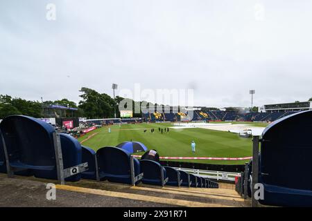 Cardiff, Großbritannien. Mai 2024. Eine allgemeine Ansicht des Sophia Gardens Cricket Ground vor dem Spiel der Vitality T20 International Series England gegen Pakistan auf dem Sophia Gardens Cricket Ground, Cardiff, Großbritannien, 28. Mai 2024 (Foto: Craig Thomas/News Images) in Cardiff, Großbritannien am 28. Mai 2024. (Foto: Craig Thomas/News Images/SIPA USA) Credit: SIPA USA/Alamy Live News Stockfoto