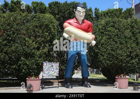 Hot Dog Muffler man in Atlanta, Illinois Stockfoto