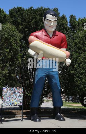 Hot Dog Muffler man in Atlanta, Illinois Stockfoto