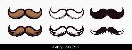 Hipster-Schnurrbart. Comic Face Party Dekorationsset. Klassischer Schnurrbart, Vatertag-Symbol. Italien Schnurrbart-Symbol, Vektor-Illustration Stock Vektor