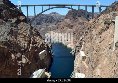 Hoover Dam Bypass Bridge im Black Canyon des Colorado River, Nevada, USA Stockfoto