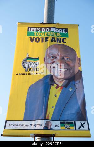 Woodburn, Pietermaritzburg, KwaZulu-Natal, Südafrika, 20240527. FOTO: David A. Larsen. Wahlplakate im Vorfeld der Südafrikanischen Parlamentswahlen 2024. Die Wahlen von 2024 sind die bedeutendste seit der ersten freien und fairen demokratischen Wahl im Jahr 1994, da es sich als das erste Mal erweisen könnte, dass der Afrikanische Nationalkongress weniger als 50 % Mehrheit erreicht. Stockfoto