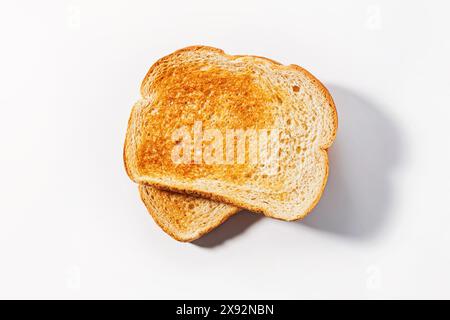 Zwei Scheiben geröstetes Brot, Blick von oben Stockfoto