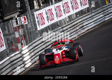 03 BEARMAN Oliver (gbr), Prema Racing, Dallara F2 2024, Action während der 5. Runde der FIA Formel 2 Meisterschaft 2024 vom 23. Bis 26. Mai 2024 auf dem Circuit de Monaco in Monaco Stockfoto