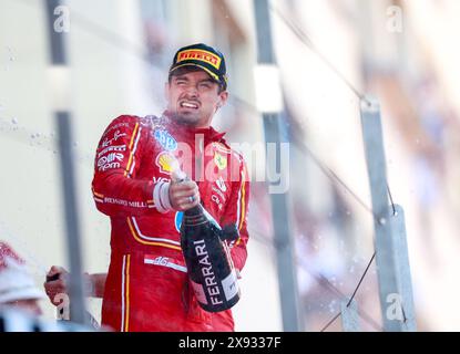 LECLERC Charles (mco), Scuderia Ferrari SF-24, Porträt, Podium während des Formel 1 Grand Prix de Monaco 2024, 8. Runde der Formel-1-Weltmeisterschaft 2024 vom 23. Bis 26. Mai 2024 auf dem Circuit de Monaco in Monaco Stockfoto