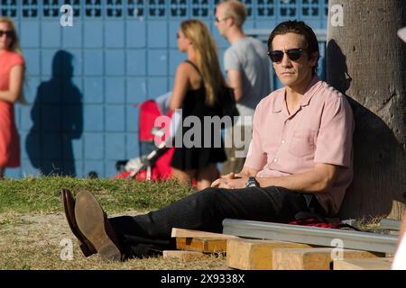 Jake Gyllenhaal wurde auf dem Bürgersteig von Venedig während des Sets von Nightcrawler gesehen Stockfoto