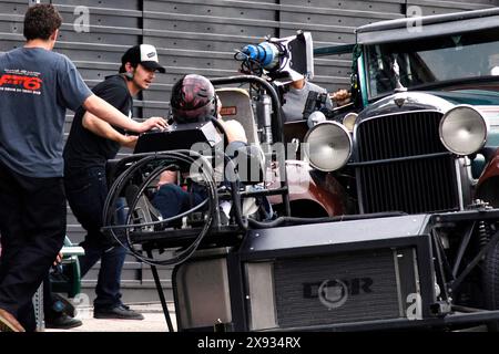 Exklusiver Regisseur James Franco und Besetzung des Sets von „Bukowski“ in Los Angeles, Kalifornien. Stockfoto