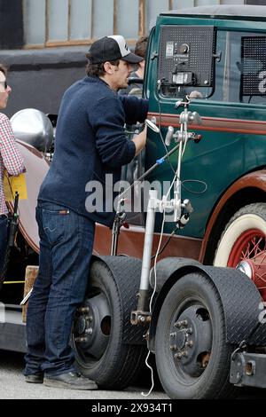 Exklusiver Regisseur James Franco und Besetzung des Sets von „Bukowski“ in Los Angeles, Kalifornien. Stockfoto