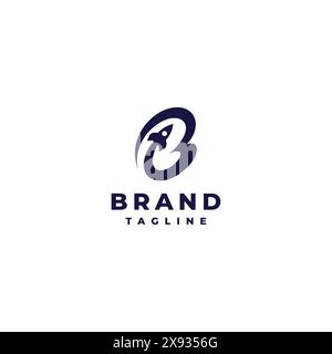 Initialen Buchstabe B und Raketensymbol in einem. Rocket Launch Line Forming Letter B Logo Design. Stock Vektor