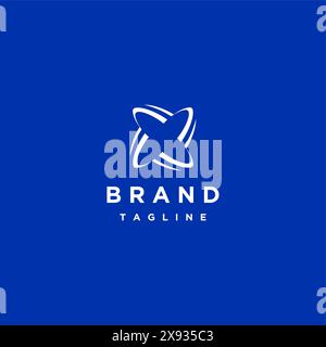 Minimalistische Abstrakte Einfache Propellerform. Das Logo mit rotierender Linie sorgt für eine minimalistische abstrakte, einfache Propellerform. Stock Vektor