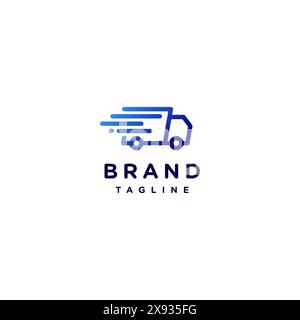 Lieferwagen in blauer Farbe mit Geschwindigkeitsakzenten. Blaue Symbole für schnelle Lieferwagen mit Geschwindigkeitseffekt. Stock Vektor