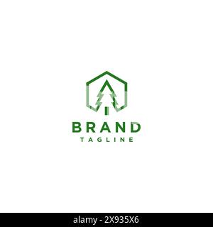 Sechseckige Kontur Mit Kiefernsymbol Innen. Kiefernbaum Im Sechseck-Logo. Stock Vektor