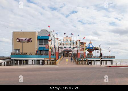 Galveston Island Historic Pleasure Pier an der Golfküste von Texas in Galveston, Texas Stockfoto