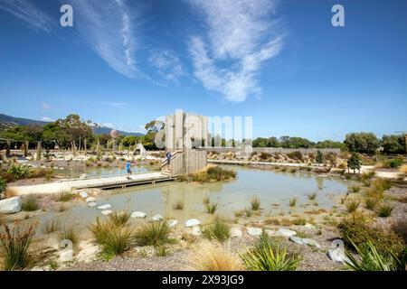 Bild von Tim Cuff. 13. Februar 2024. Flut am ehemaligen Modellierteich, heute Spielpark Te Pa Harakeke, Nelson, Neuseeland. Stockfoto