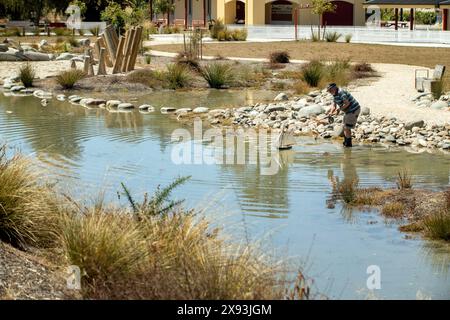 Bild von Tim Cuff. 13. Februar 2024. Flut am ehemaligen Modellierteich, heute Spielpark Te Pa Harakeke, Nelson, Neuseeland. Stockfoto