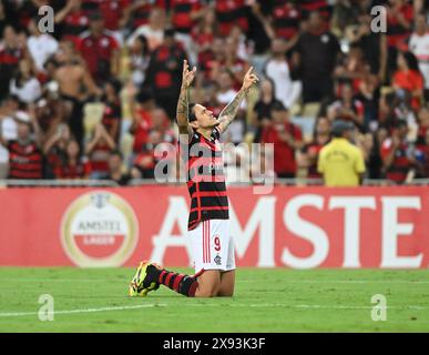 Copa Libertadores - Flamengo vs Millonarios, Rio de Janeiro, Brasilien - 29. Mai 2024 Pedro von Flamengo feiert nach einem Treffer während einer Copa Libertadore Stockfoto